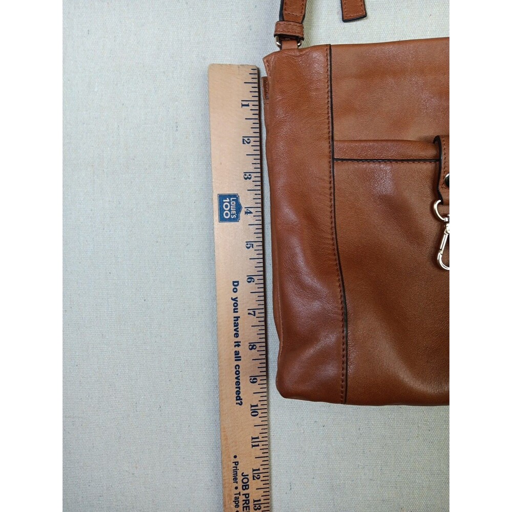 Lodis Riley Crossbody Handbag Purse Brown Leather Adjustable Zip Top EUC - Picture 5 of 8